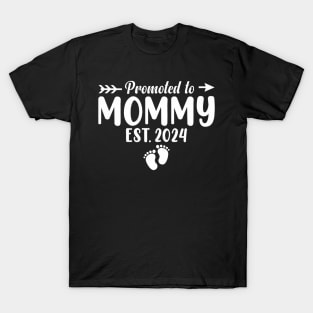 Womens Promoted To Mommy 2024 Soon To Be Mommy Leveled Up To Mommy T-Shirt